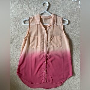 Pink Ombre Collared Sleeveless Top